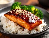 Łosoś teriyaki z ryżem