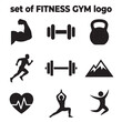 © Rezhwan - Modern black silhouette vector icons set for fitness and gym branding, representing workout, health, and exercise with various sports activities for an active lifestyle.
