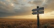 © andi - Rustic signpost in golden field points towards ?Good Old Days? beneath a dramatic sky