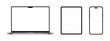 © Mitko - Laptop Tablet Phone. Set of devices. Computer, tablet and cellphone mockup. Digital equipment showing isolated screen.
