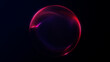 © Vooper - Bright digital plasma sphere with vivid neon magenta-red light streams on a dark space background. Futuristic abstract energy with smooth glowing gradients for modern tech design.