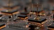 © Tasman - Golden balance scales atop microchips represent digital justice and technology