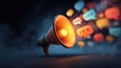 © Ramli - Vintage megaphone emits colorful speech bubbles, creating a vibrant, energetic message