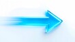 © NAJMI - 3D blue transparent arrow with soft neon bright motion effect on a clear white background