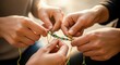 © Ai World - Hands weaving colorful threads together, symbolizing friendship and unity