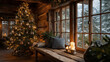 © Wasin Arsasoi - Festive Interior: A warm and inviting cozy room is illuminated by a beautifully decorated Christmas tree and candlelight, with scenic view through the window.