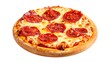 © Dafnia - A round, pepperoni pizza with bubbly cheese and a crisp crust, isolated on a white background