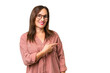 © luismolinero - Middle-aged caucasian woman over isolated background pointing back