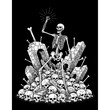 © Niken - Skeleton rising from a pile of skulls and tombstones.