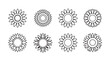 © iconworld - Collection of eight delicate hand-drawn sunflower outlines in black and white for design. vector