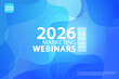 © 365 days studio - Marketing Webinars banner template with blue fluid gradient background. Concept of online business seminar invitation, corporate event announcement, and digital conference layout.