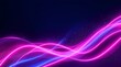 © Desmon - Abstract neon ribbon light trail in magenta–pink–cobalt sweeping left to right over deep navy background