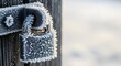 © antuanetto - Frost-covered padlock on an old wooden gate sparkling in the winter sun for a winter security concept and cold season challenges