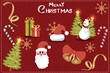 © andito - Merry Christmas set collection winter graphic elements.Vector Graphics.Xmas minimalist graphic elements.Modern Illustration.Christmas tree,santa,snowman