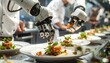 © Ai_Stock - Robotic Chef Arms Precisely Garnishing Gourmet Dishes in a Modern Kitchen.