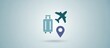 © olga_demina - Travel planning concept showing a wheeled suitcase, an airplane, and a map pin icon representing a destination, illustrating air travel, tourism, and relocation