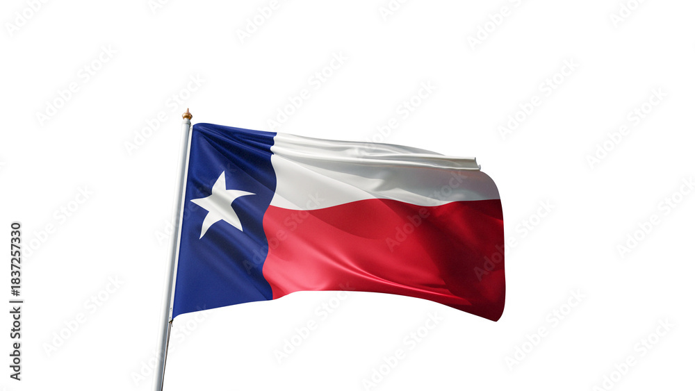 Texas flag 4K flag on transparent background, flag of Texas with no background, waving in the wind, american state flag on a blue sky, tall flagpole, USA, US patriotism