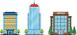 © Sumon Creative - Modern city office building vector set with business towers corporate architecture flat illustration design