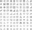 © MdHasan - Set of social media and communication icons in outline style, collection of simple symbols such as message, share