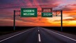© Haseeb - Highway signs showing goodbye 2025 and welcome 2026 at sunset