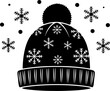 © salma - Winter Beanie Hat with Snowflakes and Snowfall Icon Vector
