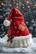 © Rafael - Decorative red Christmas hat in a festive winter setting