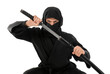 © Pixel-Shot - Male ninja with sword on white background