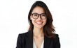 © zhao - Portrait of a beautiful, smiling businesswoman in a suit, wearing glasses, isolated on transparent background. High quality