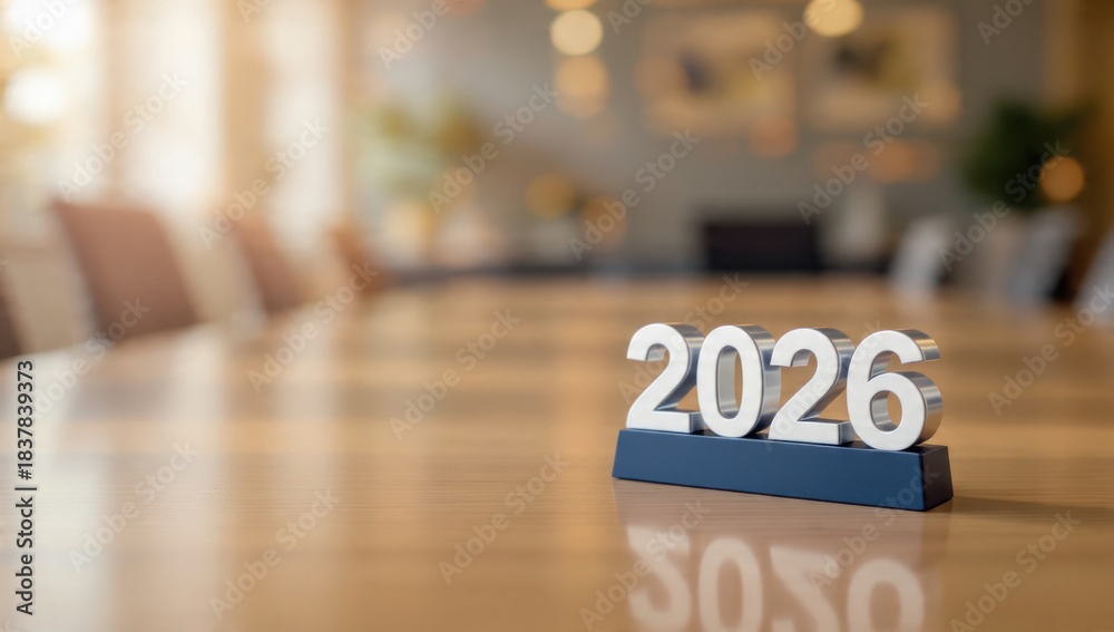 Proffessional Numbers Professional metal numbers 2026 sitting on a glossy wooden conference ...