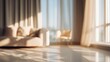 © otwdesign - Sunny Serenity Blurred Living Room Interior with Couch and Chair.