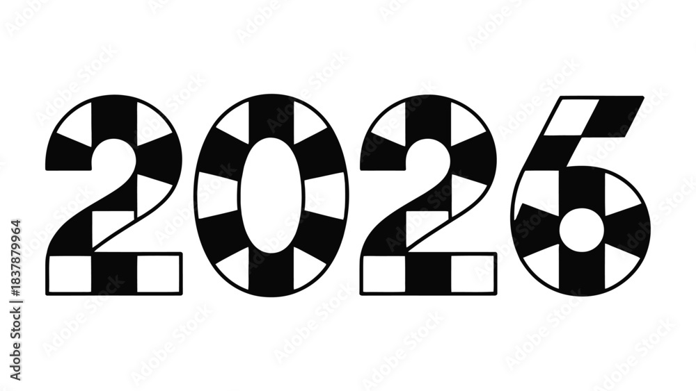 Stock-Vektorgrafik „Checkerboard 2026: The bold numerals of the year ...
