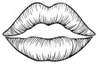 © Сергій Рудик - Stylized hand drawn lips with vintage engraving lines capturing beauty and sensuality abstract illustration