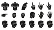 © jakoni - Black silhouette human body parts and hand gestures isolated vector set