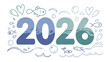 © Mahbuba - 2026 Typography: A whimsical typographic design that envisions the year 2026, incorporating sea elements such as fish, water drops, and bubbles.