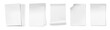 © Sensvector - A4 sheet of papers with curved corners. Vector realistic set of pages curl or bent edges of empty documents. Empty rounded folios or written materials. Curvilinear pages or clean blanks