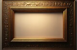 Ornate gold picture frame features Egyptian hieroglyphs carved along its border. Empty space inside invites custom image insertion for decorative purposes. Timeless elegant antique style.