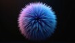 © miss irine - Abstract fluffy sphere with blue purple gradient. Futuristic plasma ball, glowing light form. Soft energy orb on black background, digital art.