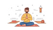 © supplement - Male character meditating indoors with calm expression and zen decor elements