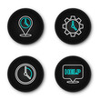 © Kostiantyn - Set line Speech bubble with text Help, Time Management, and Location clock icon. Vector