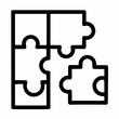 © Alex - Line icon of a puzzle with different shapes fitting together, black on white, square minimalist style
