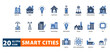 © mujahadah  - smart cities icon set with Smart City, House, Idea, Smart House, Smartphone ,Management, Home Automation, Home, Smart Cities, Wi fi, City Planning, Office Building, Smart Lighting,