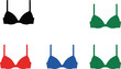 © Creative Soul - Women’s bra silhouette vector set featuring multiple colorful minimalist underwear icons designed for fashion branding, lingerie illustration, clothing graphics, and apparel templates.