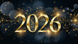 © Sac ro jobh - Happy 2026 New Year Gold Text with Sparkling Lights on Black Background