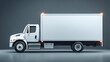 © moulayelmustapha - White box truck side view with illuminated marker lights