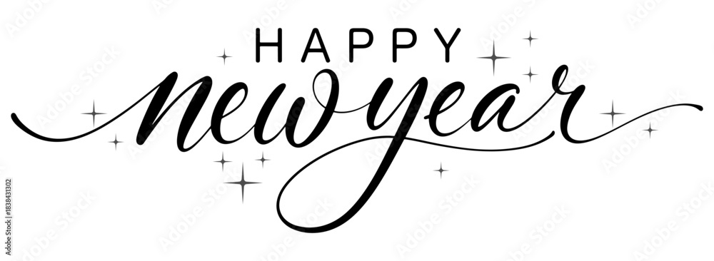 Happy new year hand lettering calligraphy vector eps Stock Vector ...
