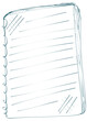 © James H Becker - Caderno de desenho com folhas pautadas em estilo esboço, encadernação espiral lateral e traços manuais em azul sobre fundo branco, ideal para layouts criativos e mockups minimalistas