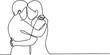 © Chittanando - Continuous line drawing of couple hugging in romantic embrace