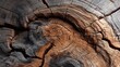 © mila103 - A close view of a tree stump reveals detailed growth rings and cracks. The wood shows variations in color and texture highlighting its age and history in a natural setting.