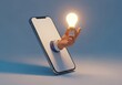© Joystna stock - Mobile innovation idea light bulb emerging from smartphone screen
