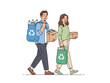 © Asep - Eco-Conscious Couple: A couple walks together, their shared commitment to environmental sustainability evident as they carry recycled materials and items.